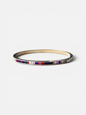 🔥5/$50🔥 Gold Tone Multicolor Crystal Thin Bangle Bracelet